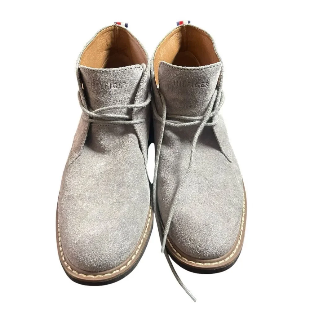 Tommy Hilfiger Mens Gray Suede Leather Lace Up Gervis Chukka Boot Size 11
